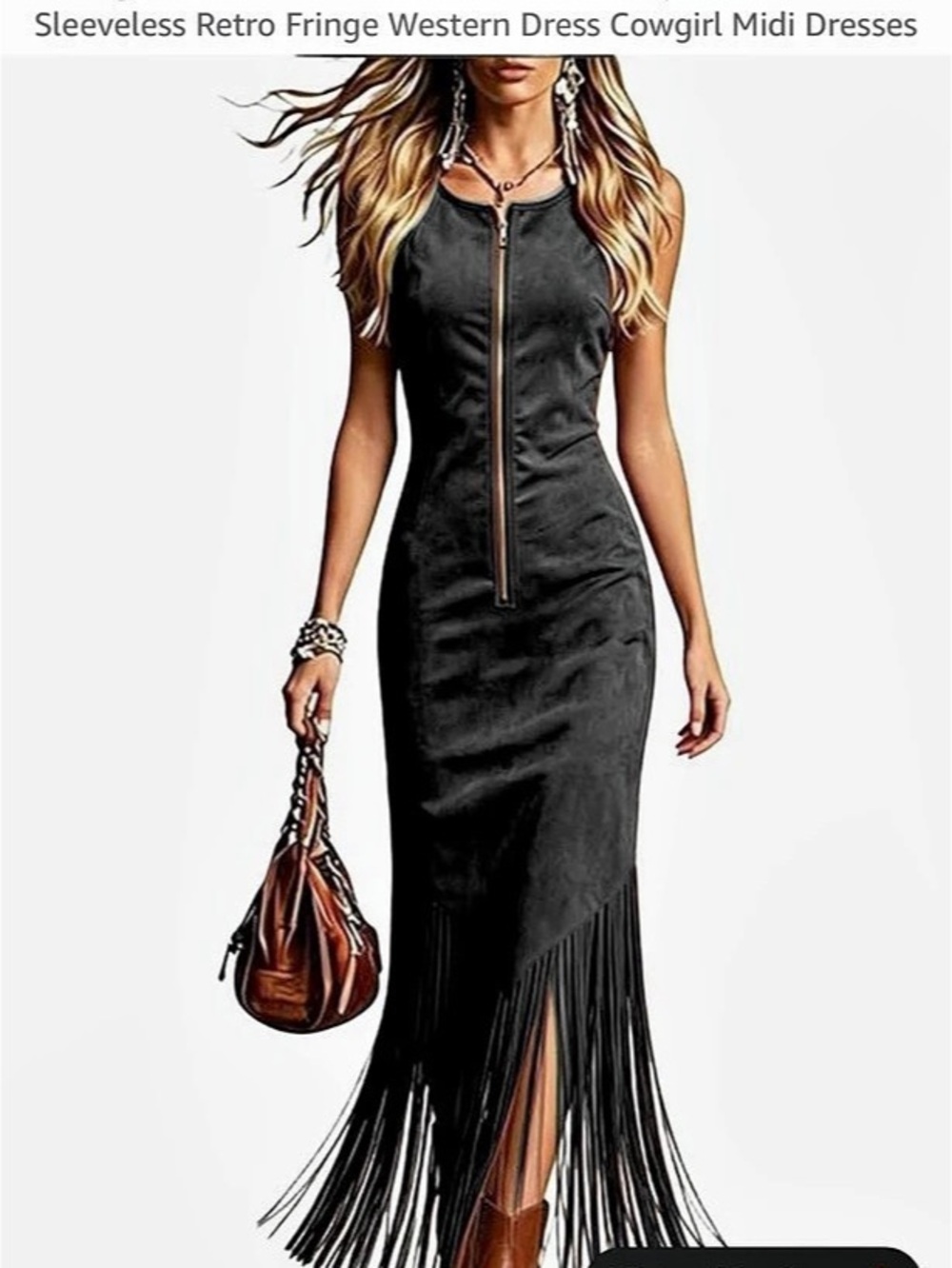 Aluhayos Vintage Dresses for Women Faux Suede Zip Front Slim Sleeveless Retro